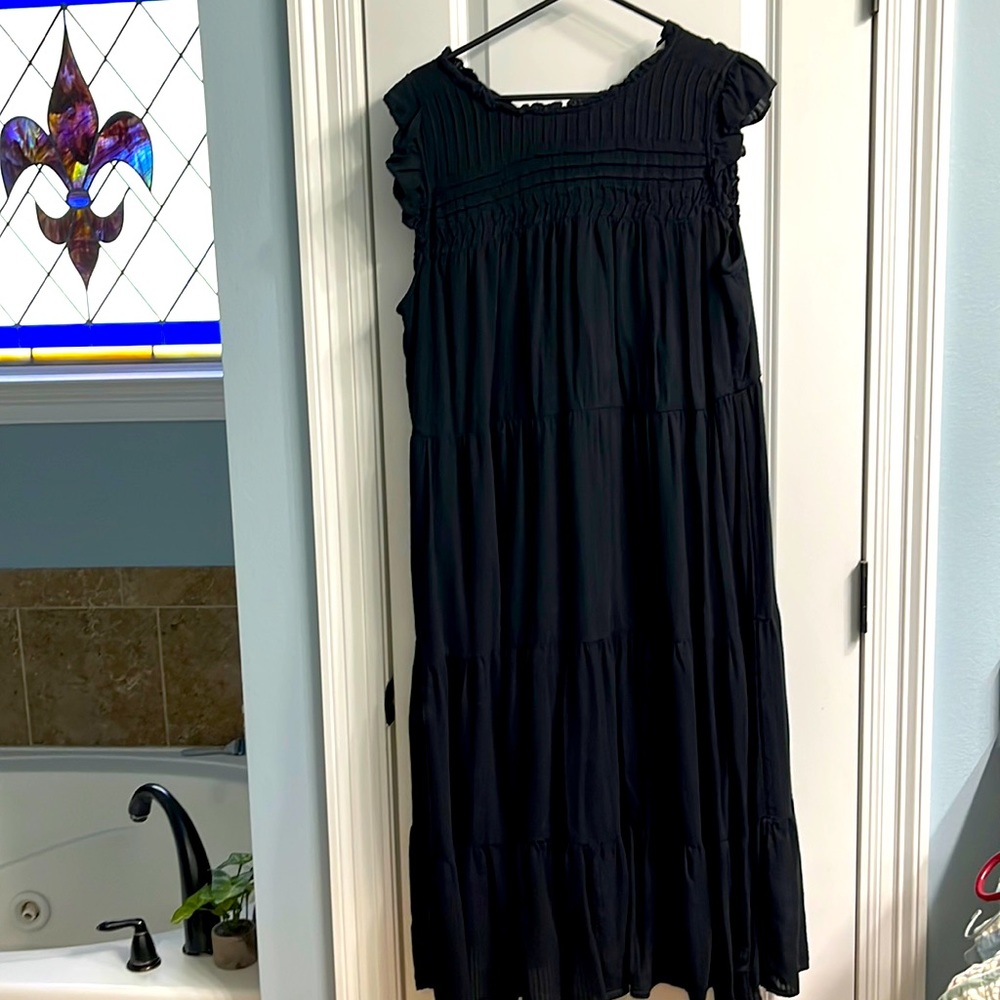 Black peasant dress midi length